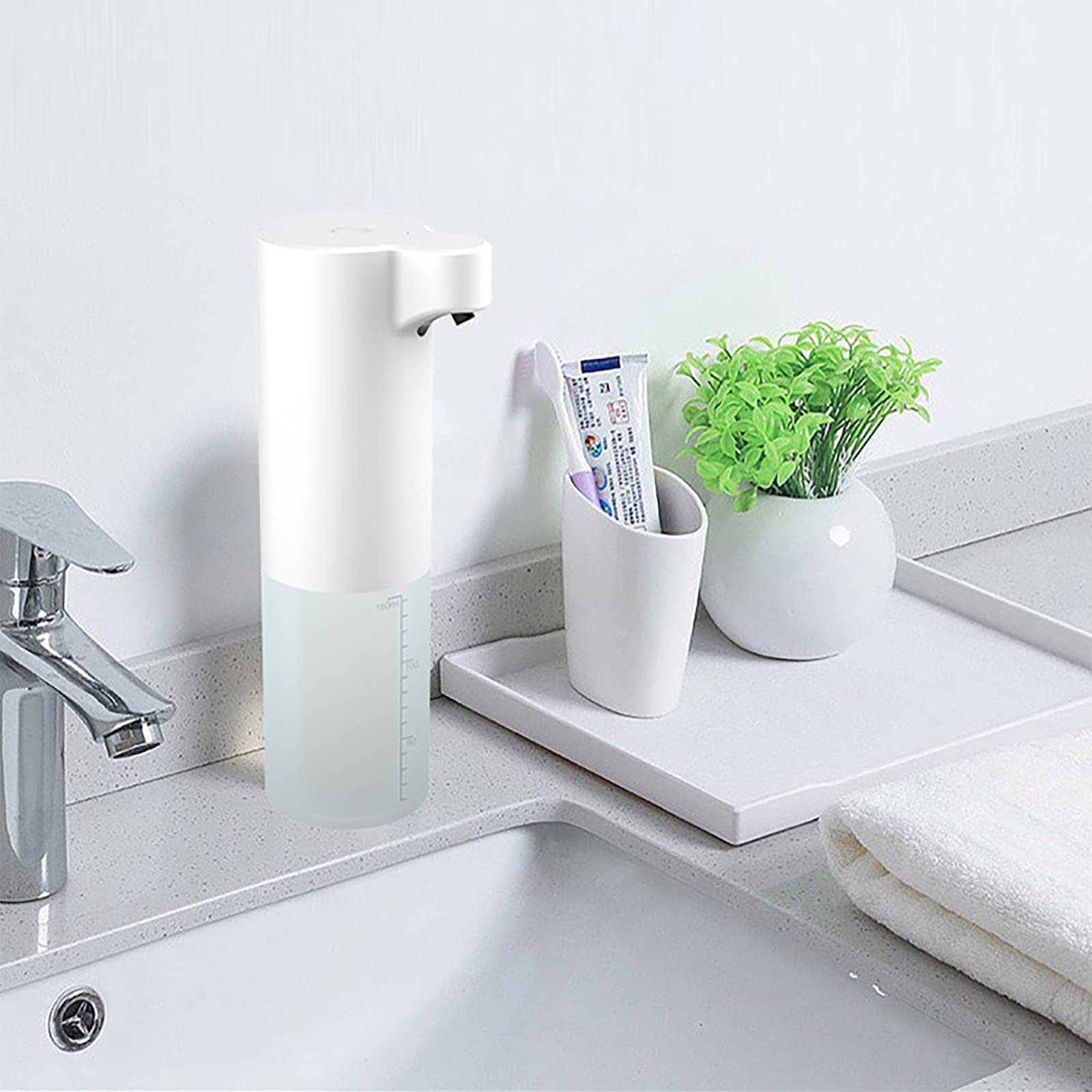 Dispenser Sapone Automatico, Dispenser Sapone Bagno 150ml Ricaricabile, Dispenser Sapone Cucina non Touch, Dispenser Detersivo Lavatrice con Sensore IPX5 Impermeabile USB Ricaricabile