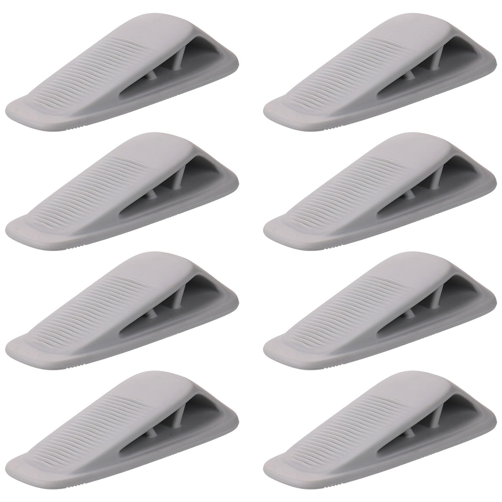 Fursafe&amp;Q Rubber Door Stoppers for Bottom of Door, Door Stop Wedge with Holder, Heavy Duty Doorstops 8 Pack, Wall Protector for Home &amp; Office &amp; School &amp; Commercial Doorstop Keep Open Stack Grey