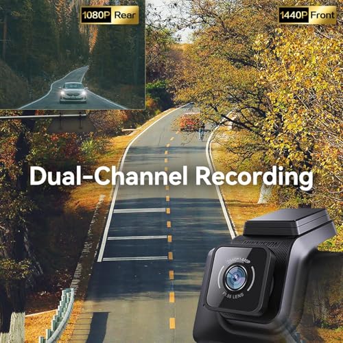 Image of Hikvision Car Dash Camera K5|2K Dual Channel|3 Inch Touch Screen|2K Front HD |1080P Rear HD|140 Coverage|G Sensor|Voice Recognition|Emergency Recording|256GB SD Support,Black Without Hardwired KIT