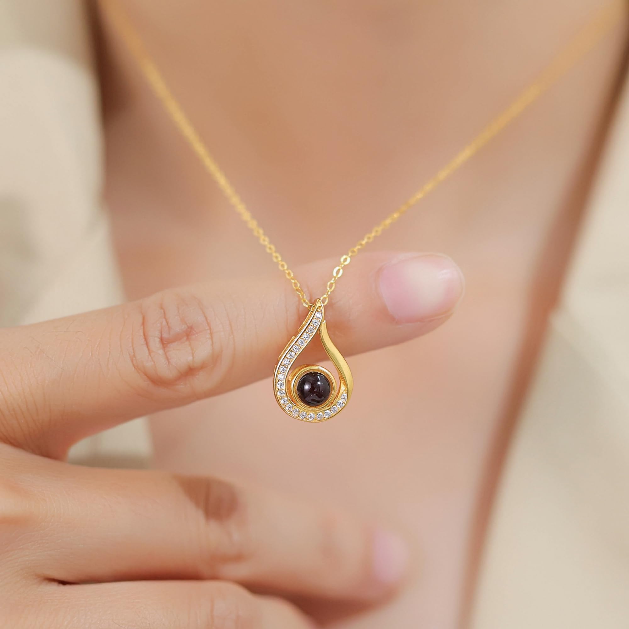 Collar con foto de plata esterlina – Collar de proyección de imagen personalizado – Regalo de collar personalizar con foto oculta para novia esposa madre