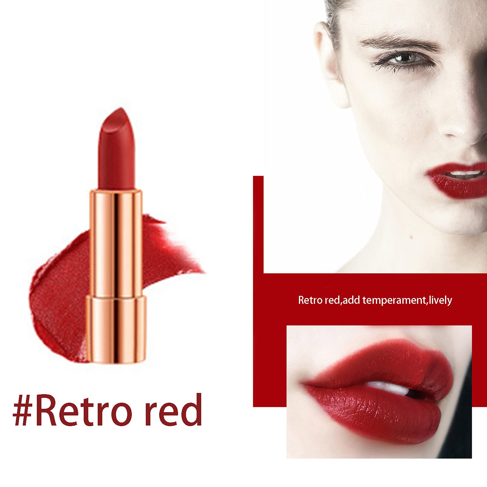 Juego de maquillaje de lápiz labial mate para mujer, 3 piezas de terciopelo de larga duración en bolsa de cadena glamorosa, taza antiadherente, no se decolora, resistente al agua, juego de 4