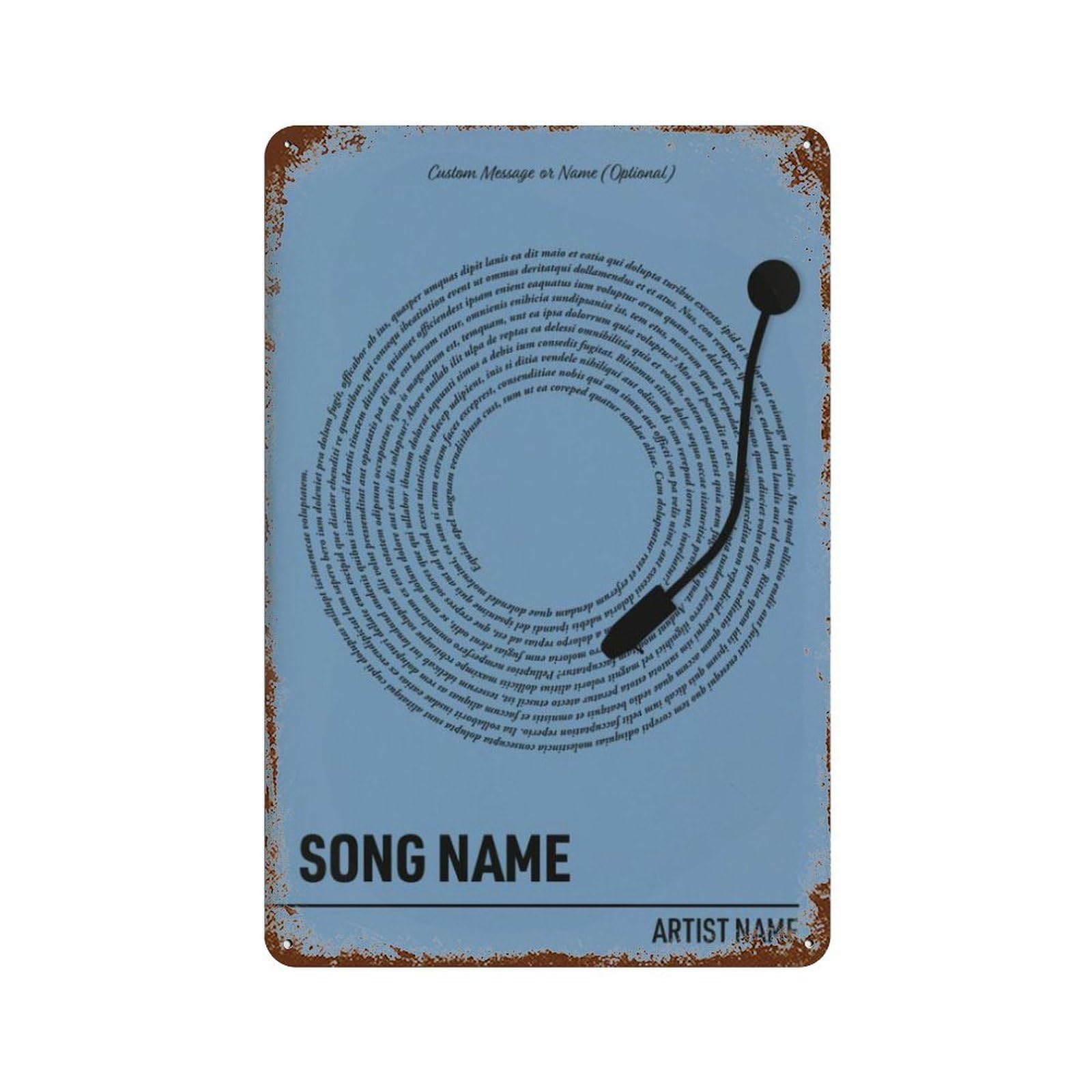 xiaoxiaoshen Custom Vinyl Record Lyrics Retro Music Wall Decor Art Metal Tin Poster Modern Home Decor Art Home Bar Shop Decorations Vintage Sign 30x20cm