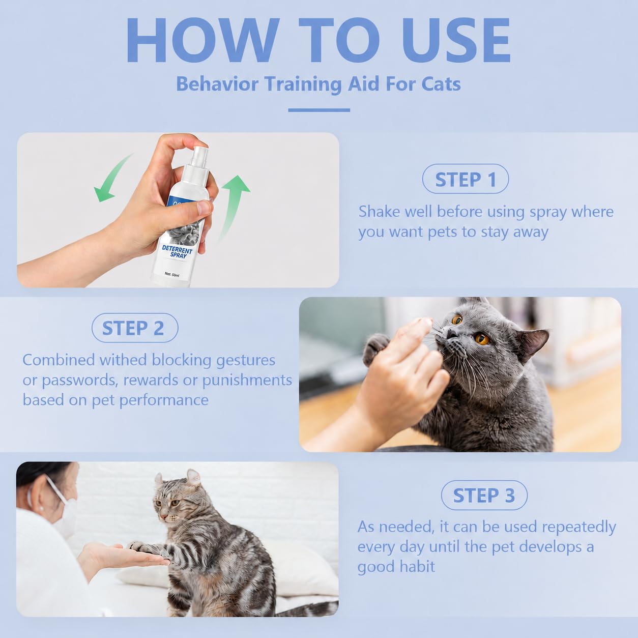Katzenabwehrspray, kratzschutz Sofa Katze, Nicht Reizend und Rückstandsfrei, Für den Innen- und Außenbereich Geeignet, 50ML