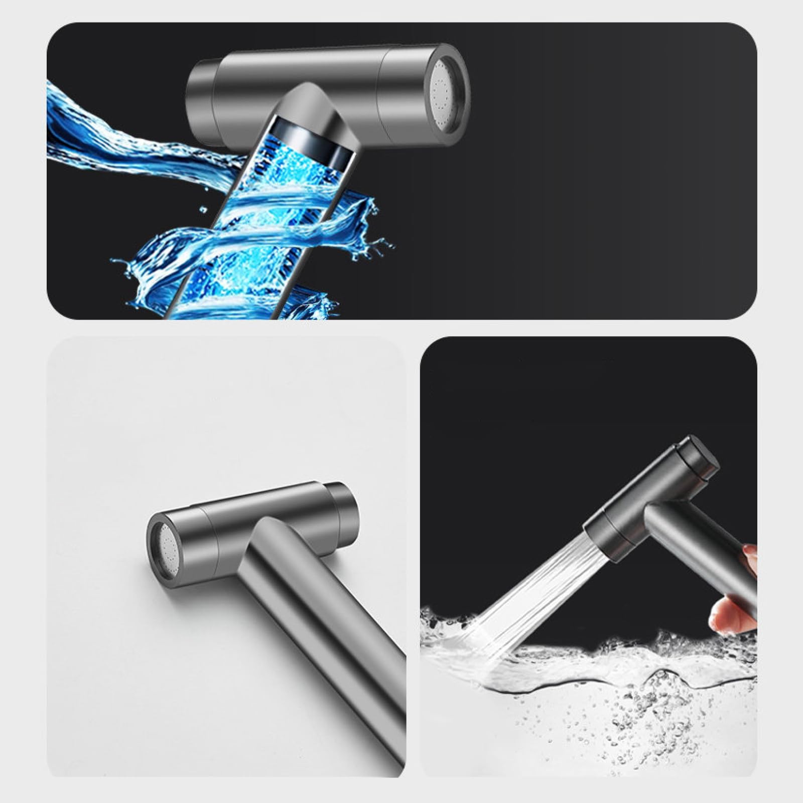 Kit Doccetta per Bidet Ottone A Parete Solo Acqua Fredda | con Tubo Flessibile Adatto per La Pulizia Degli Animali Domestici E La Pulizia Della Toilette,Grigio Canna Di Fucile