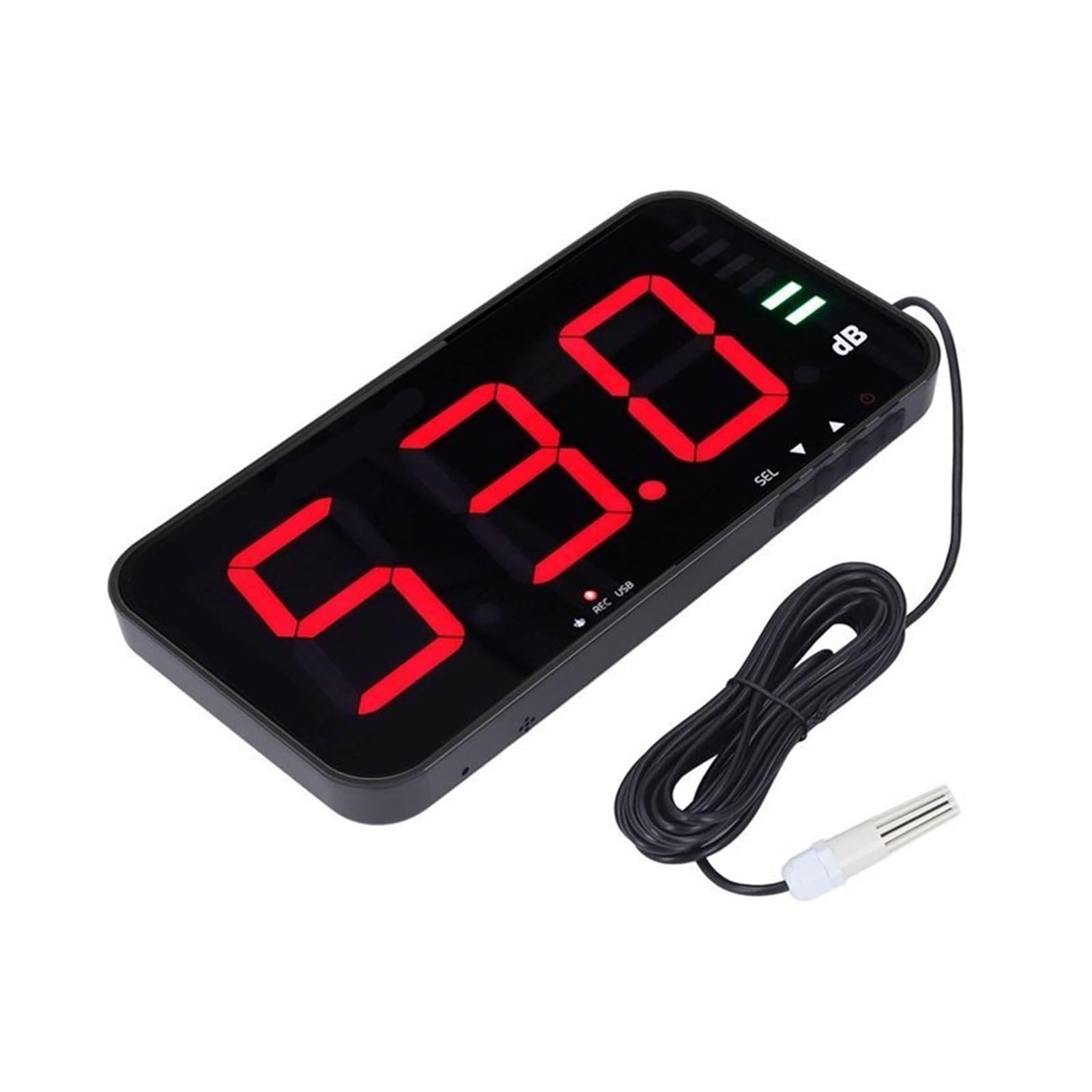 Medidor de Decibeles, Lector de decibelios Digital, medidor nivel sonido con pantalla 13 pulgadas, Detector ruido ambiental for colgar en la pared, 654A