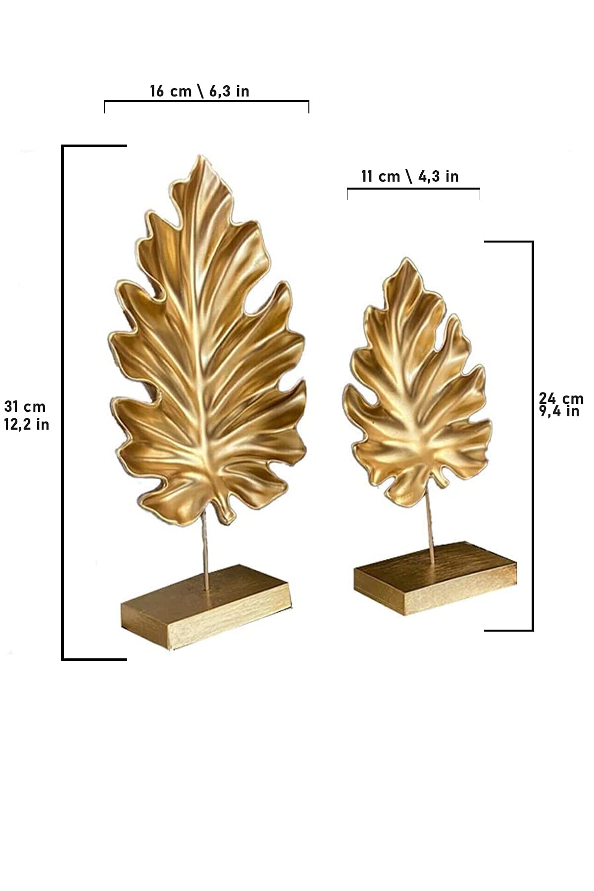 bamyum Statuetta decorativa a forma di piuma dorata moderna, decorazione da tavolo, per soggiorno, esterni, giardino, moderna, idea regalo