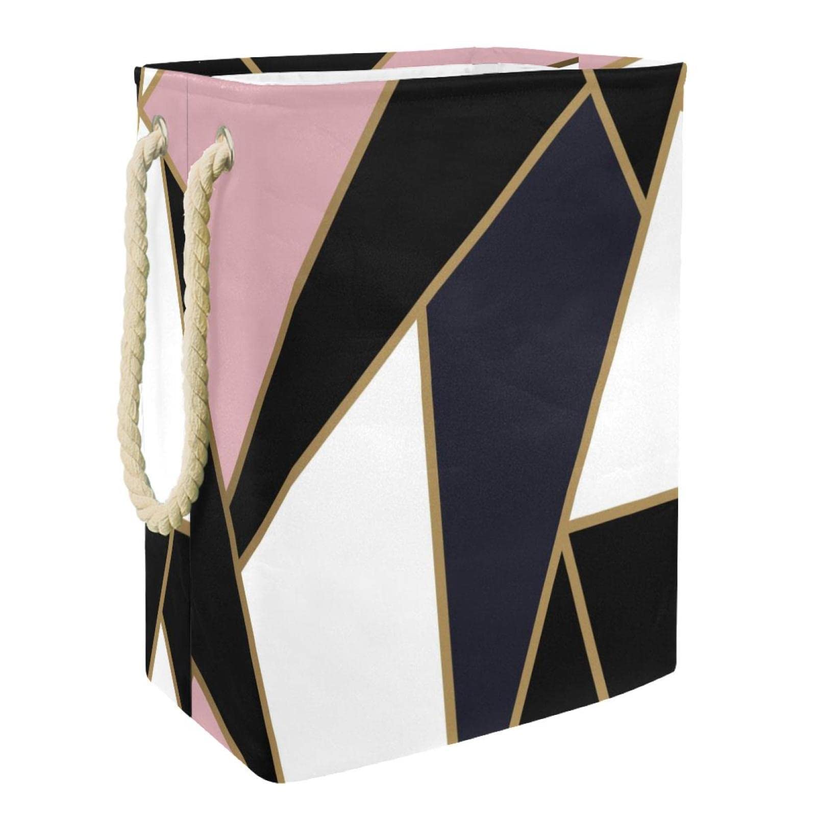 Panier à linge géométrique noir pour rangement chambre et salle de bain