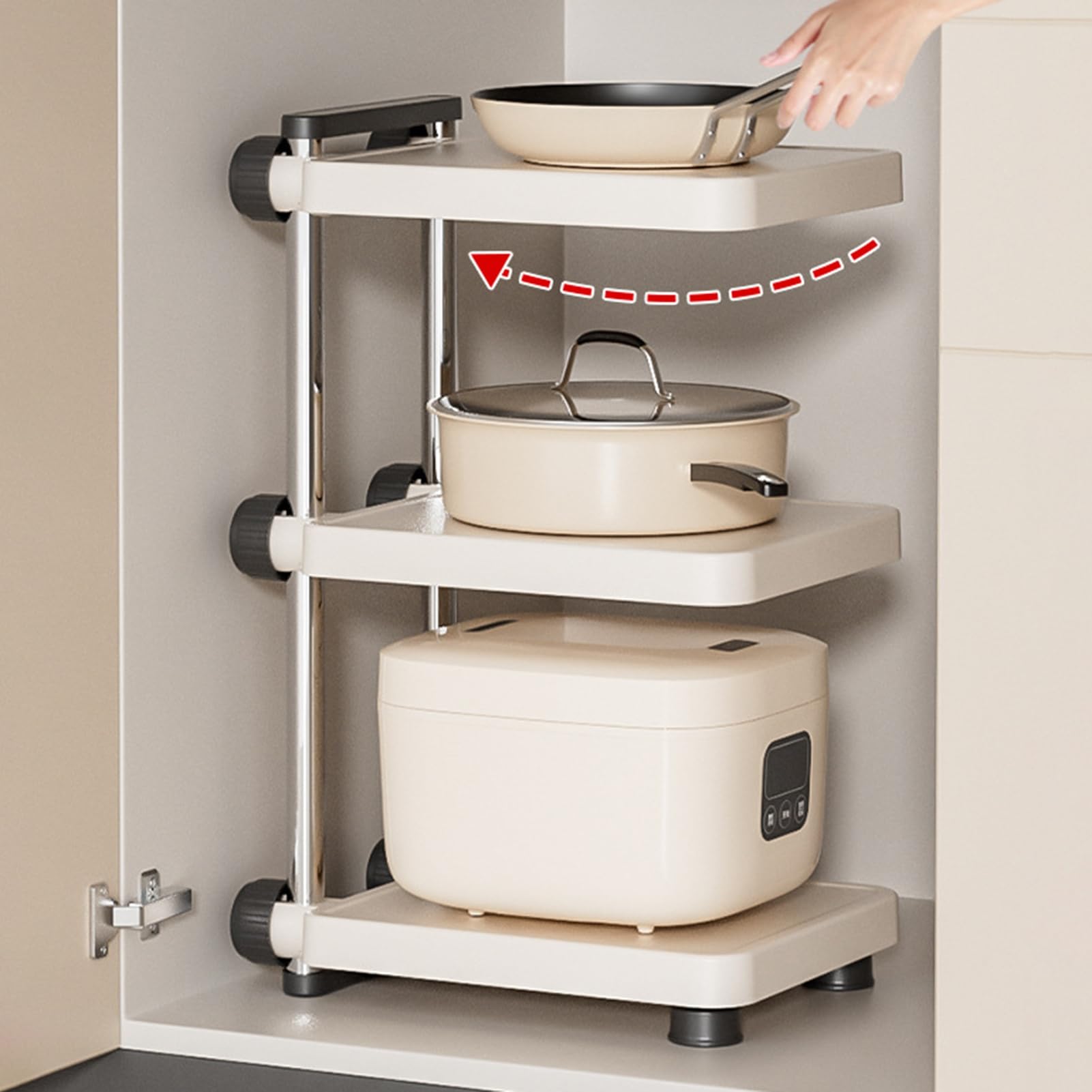 Stojak do przechowywania w kuchni mocny nośny regulowany design wielofunkcyjny wielowarstwowy stojak do przechowywania garnków organizer na naczynia