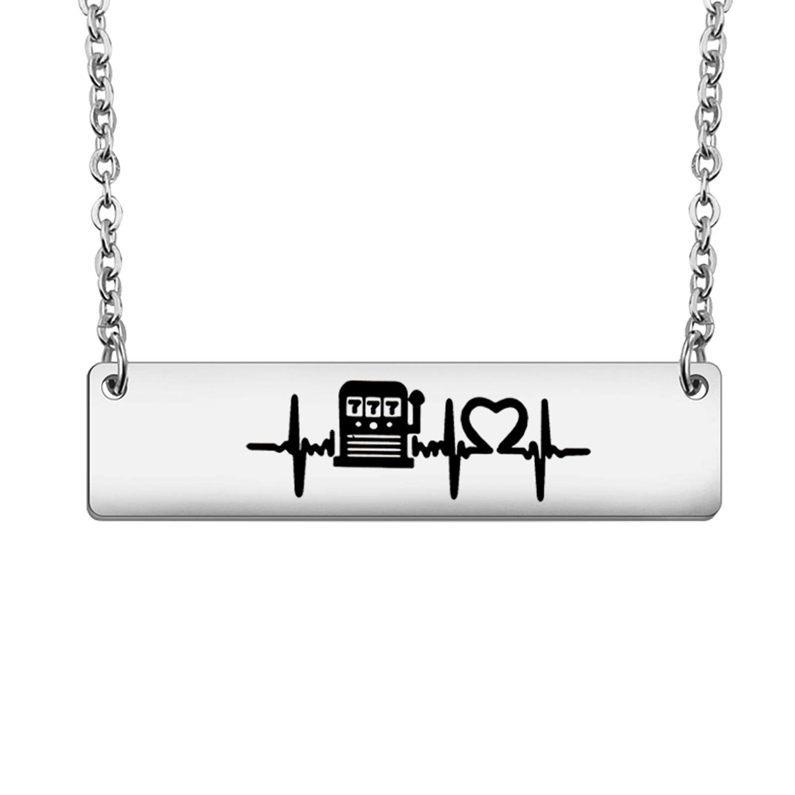 WSNANG Gambler Gifts Lucky 777 Jackpot Casino Slot Machine Pendant Necklace Gambling Jewelry Casino Lover Gift