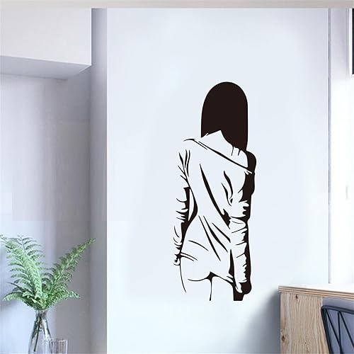 Calcomanías de pared de mujer en blanco y negro, calcomanías de pared creativas de belleza, despegar y pegar, murales de PVC impermeables extraíbles