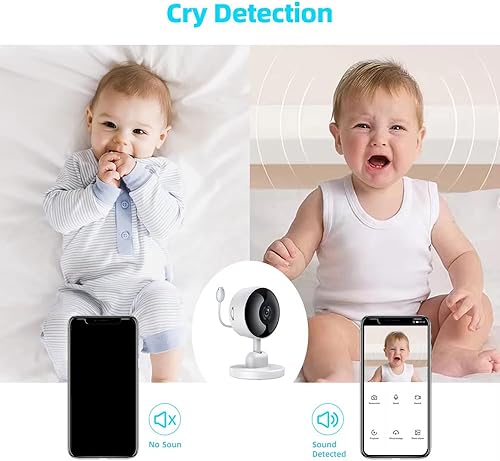 Miniatura 5 de Cámara de seguridad para monitor de bebé en el hogar, 1080p HD video WiFi cámara interior con detección de movimiento, sirena de audio de 2 vías,