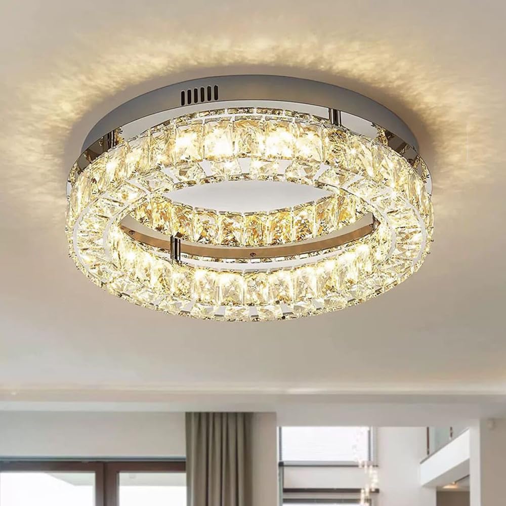 Lámpara de techo moderna para comedor y sala de estar con diseño redondo de cristal