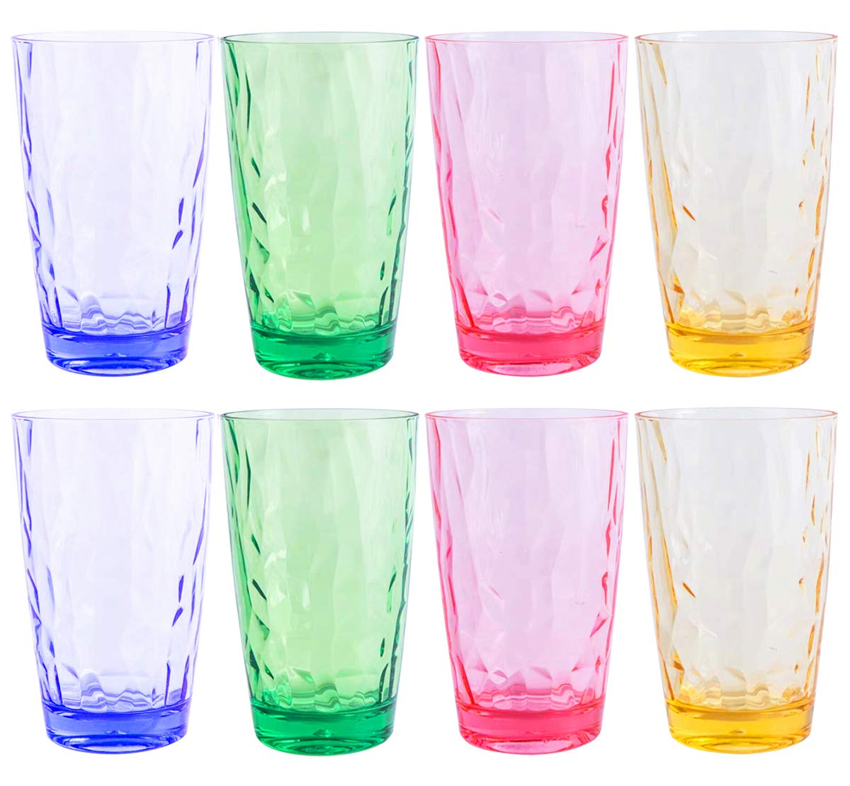 15Oz Unbreakable Tritan Drinking Glasses Dishwasher Safe Acrylic Glasses Drinkware BPA Free Hard Plastic Cups Reusable Kitchen Water Glasses Drinking Set of 8 (4 Colors)