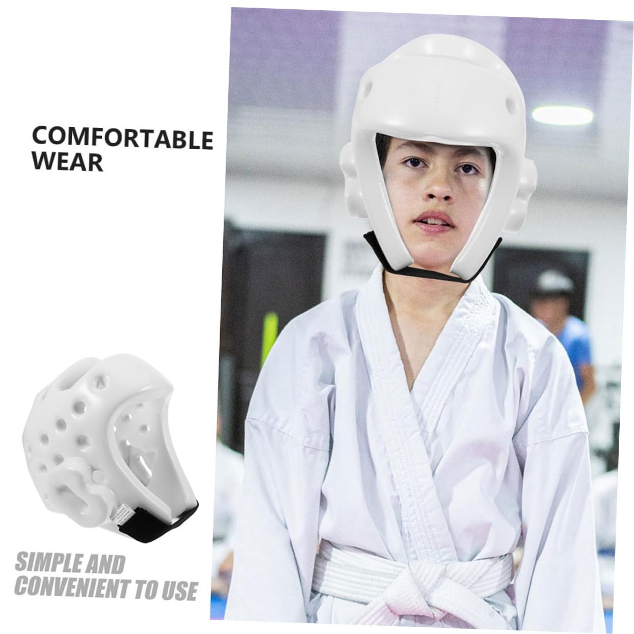 Casco da Boxe in Pu Bianco Regolabile per Taekwondo e Karate | Protezione da Allenamento, Vestibilità Sicura, Adatto a Sparring e Pratica Quotidiana