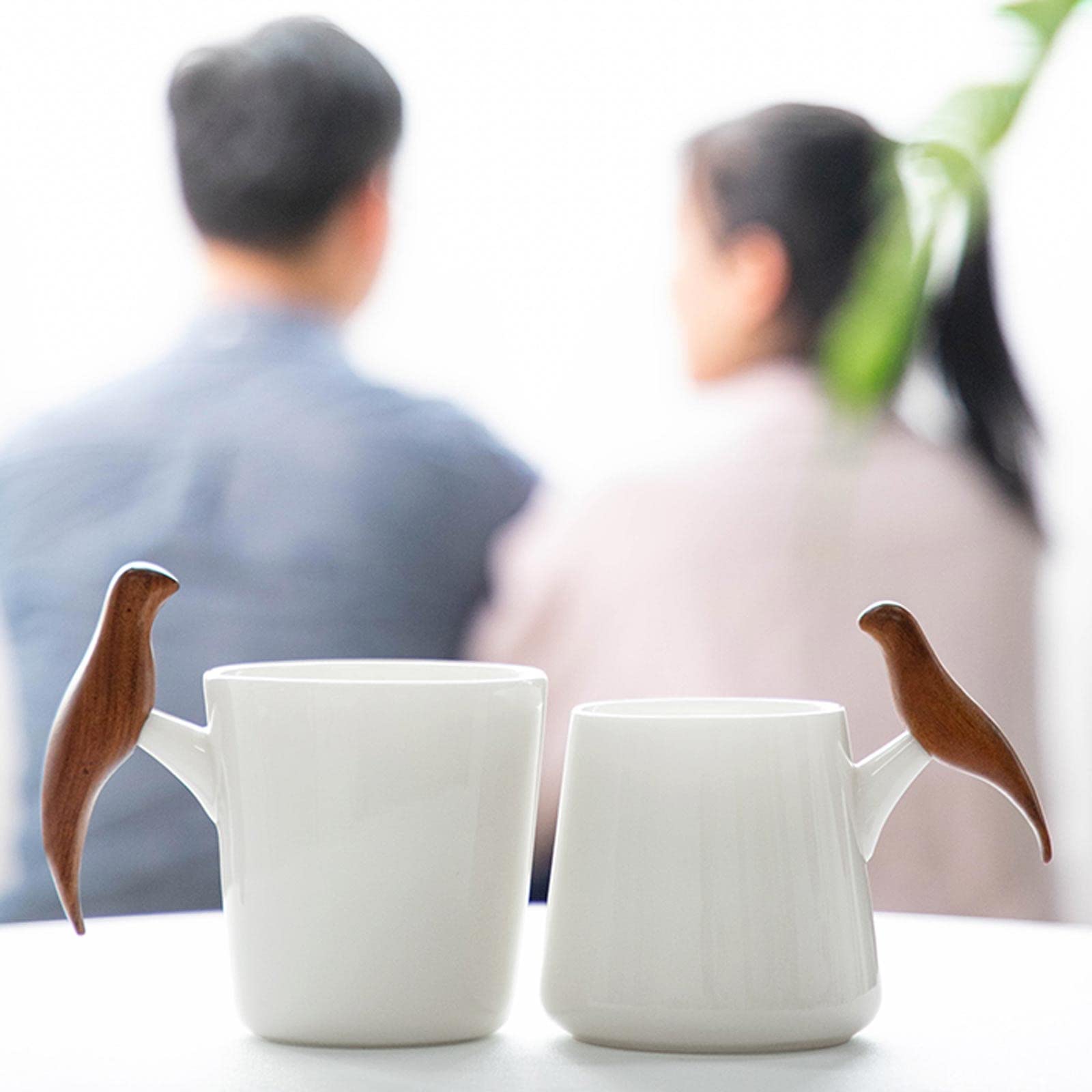 Kaffeetasse Kreative Haushalts-Keramik-Becher des Wassertasses Büro-Becher-Paar-Pair-Tasse 11.8 UNZEN Weiß Porzellantasse (Color : B)