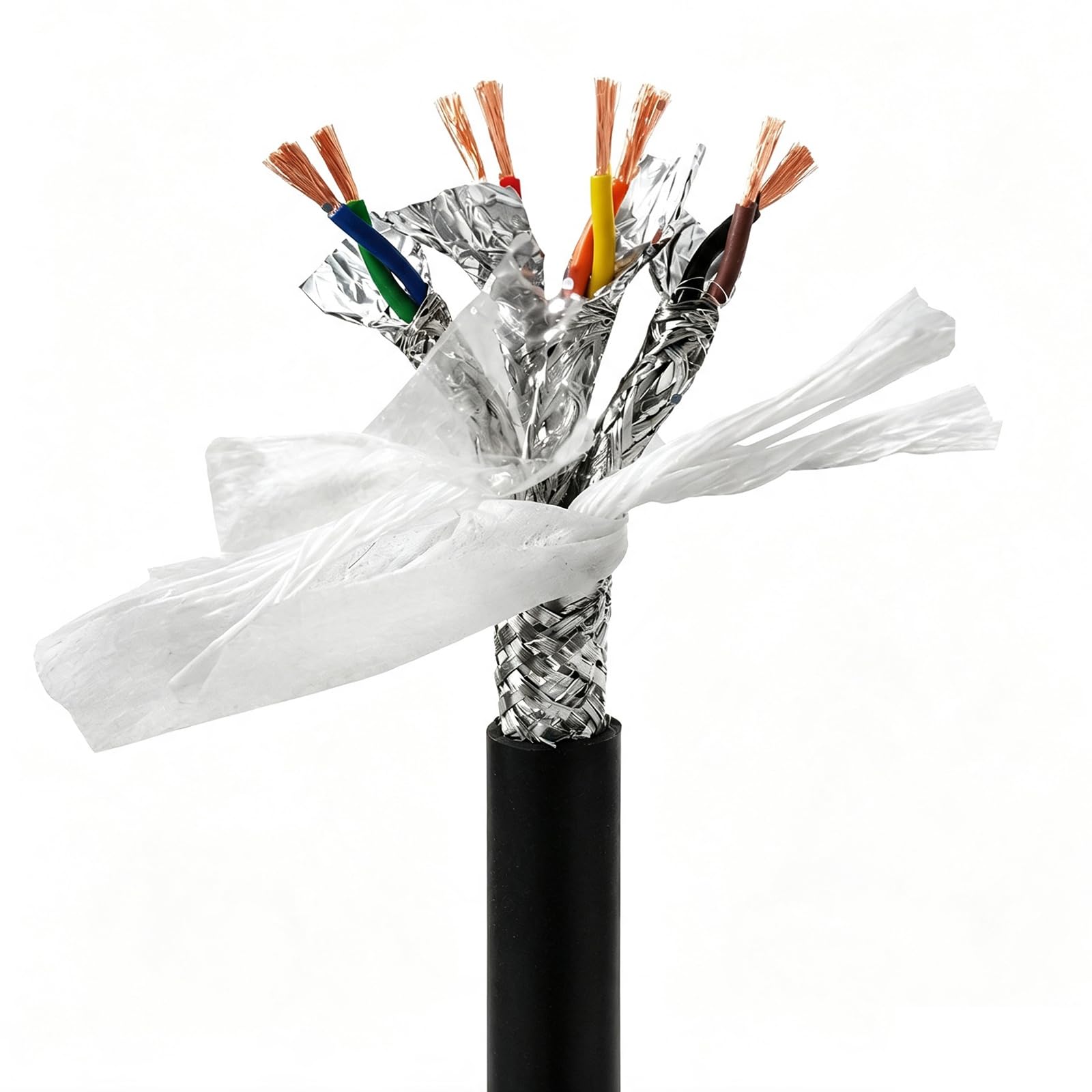 Cavo 8 Fili Coppia Intrecciata Schermato 0.2mm²-2.5mm² PVC Flessibile | Schermatura Indipendente Per Coppia, Bassa Diafonia, Cablaggio Per Compatibile Encoder CNC E Automazion(0.75mm²(18AWG),30FT)