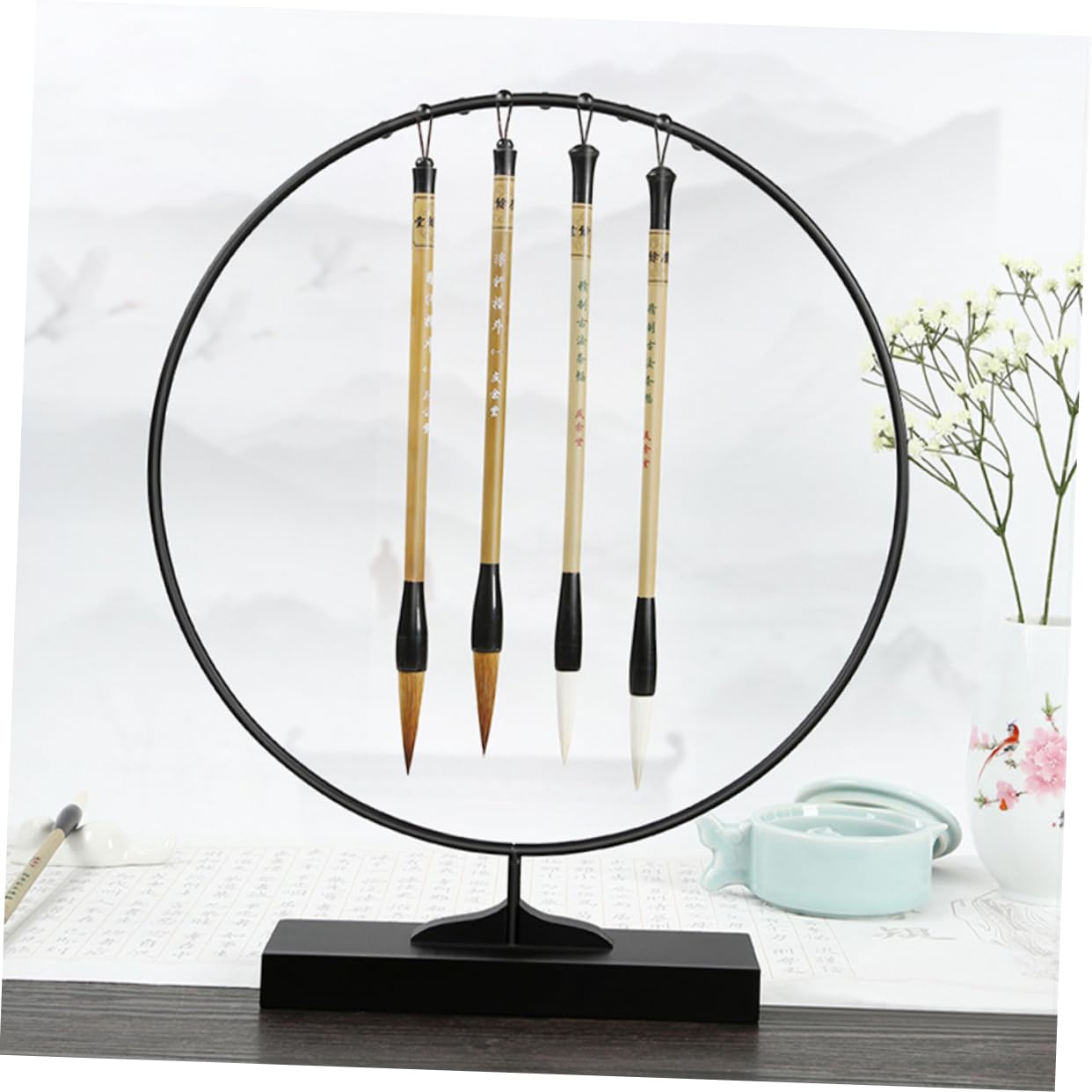 Runder Pinselhalter aus Eisen Robuster Pinselstifthalter für Schreibtisch Kreativer Organizer für Büro und Zuhause Dekoratives Geschenk
