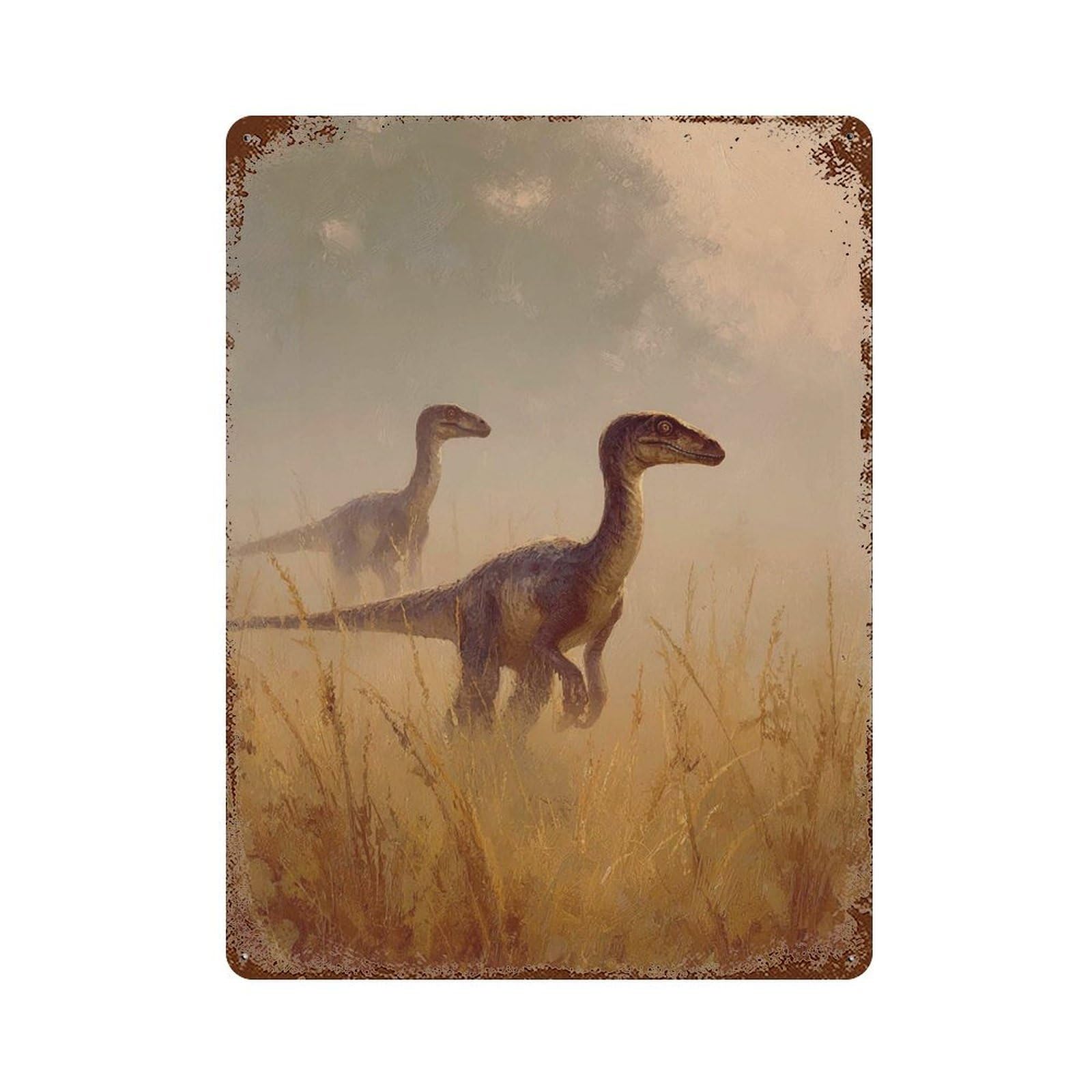 xiaoxiaoshen Dinosaur Prehistoric Realistic Raptor Ancient Wildlife Jurassic Nature Work Home Wall Decor Art Metal Tin Poster Modern Home Decor Art Home Bar Shop Decorations Vintage Sign 40x30cm