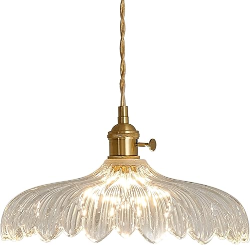 Luces colgantes, lámpara colgante ajustable de 11.8 pulgadas, lámpara colgante de flores transparentes, lámpara colgante de cocina, luces colgantes