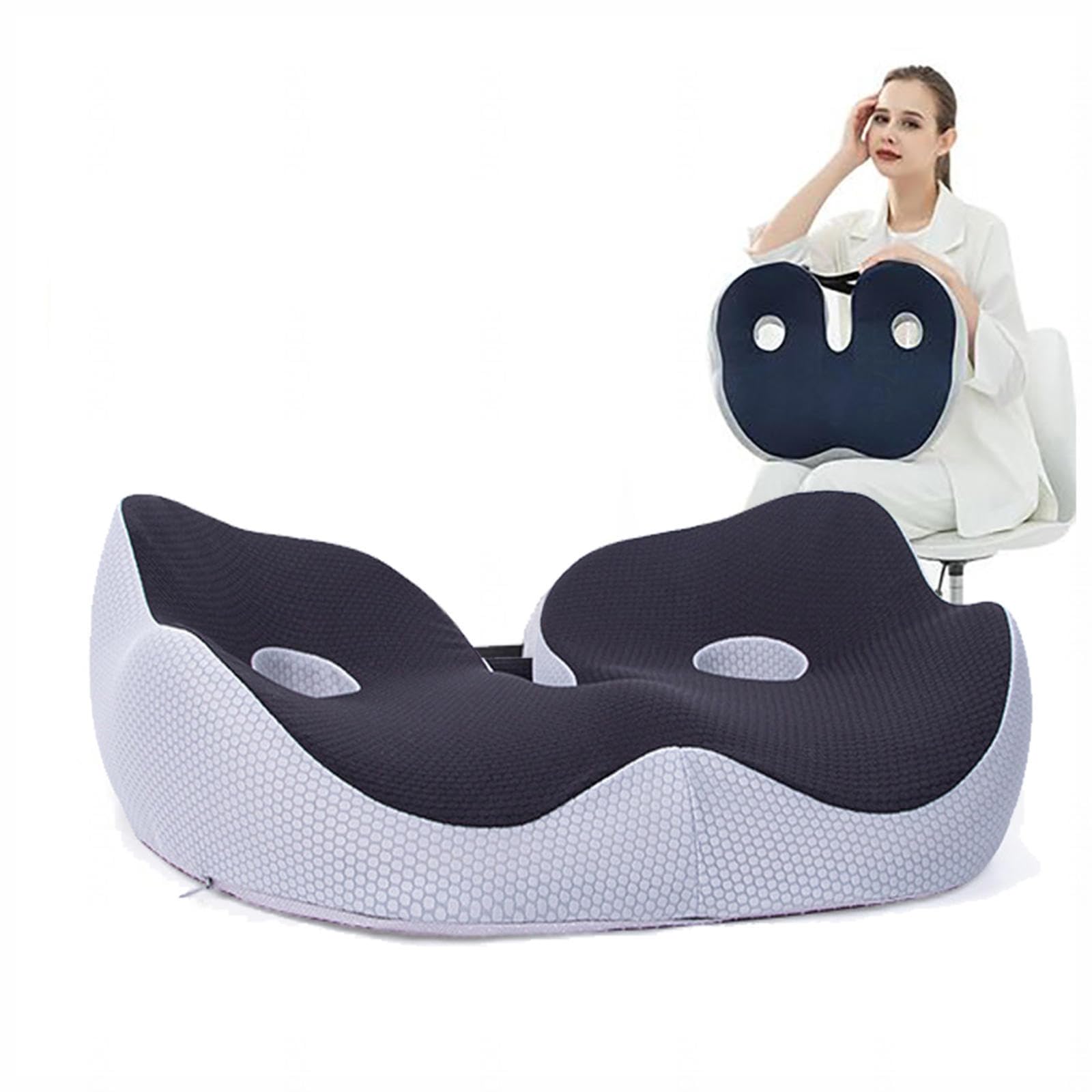 HAZARA Cojin Almorranas, Cojín Ortopédico para Coxis para Alivio De Presión, Cojines para El Coxis para Oficina,Automóvil,Silla De Ruedas, Silla Escolar,B-Black