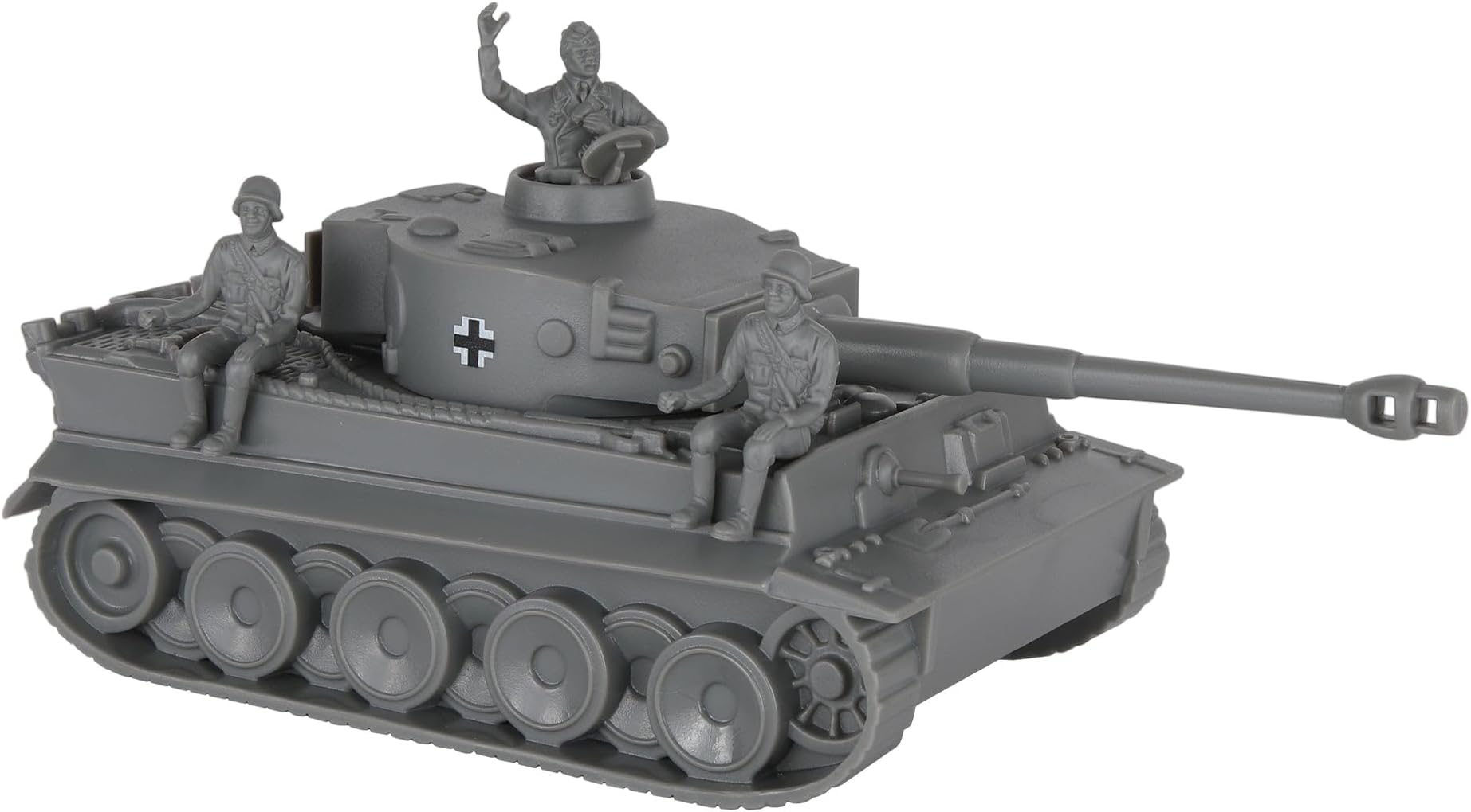 BMC Toys CTS WW2 German Tiger I Tank - Gray 1:38 Plastic Army Men Military Vehicle