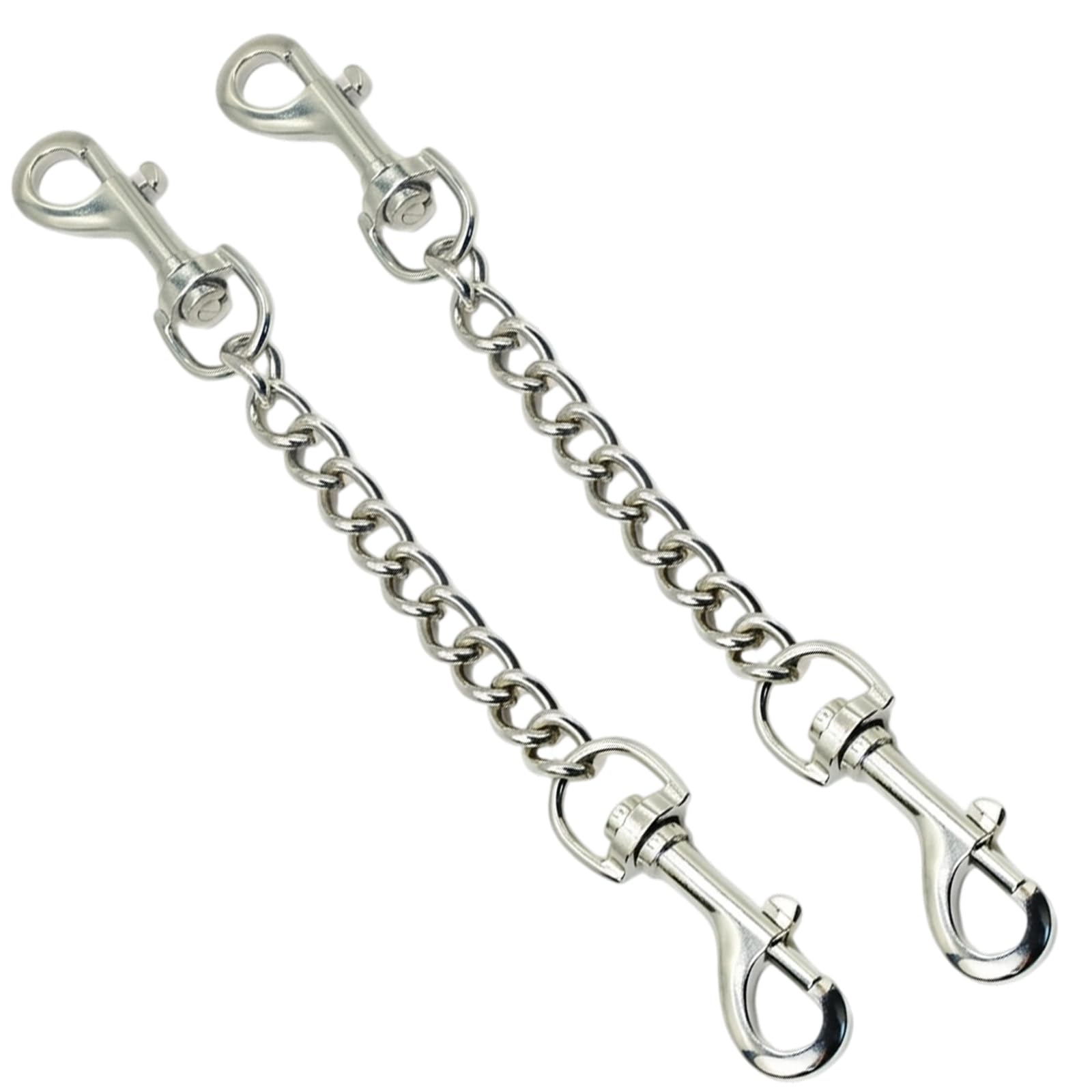 9.44in 2pcs Dog Chain, Choke Chain for Dogs with Double Clip Design, Clips for Harness and Collar, Two Point Control Dog Lead,Dog Lead with Strap, 24 cm Length, 2-Pack