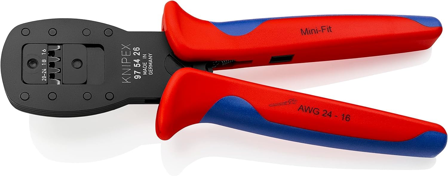 KNIPEX Crimping Pliers for Micro Plugs Parallel Crimping Mini-Fit Von Molex with Multi-Component Handles 190 mm, 97 54 26