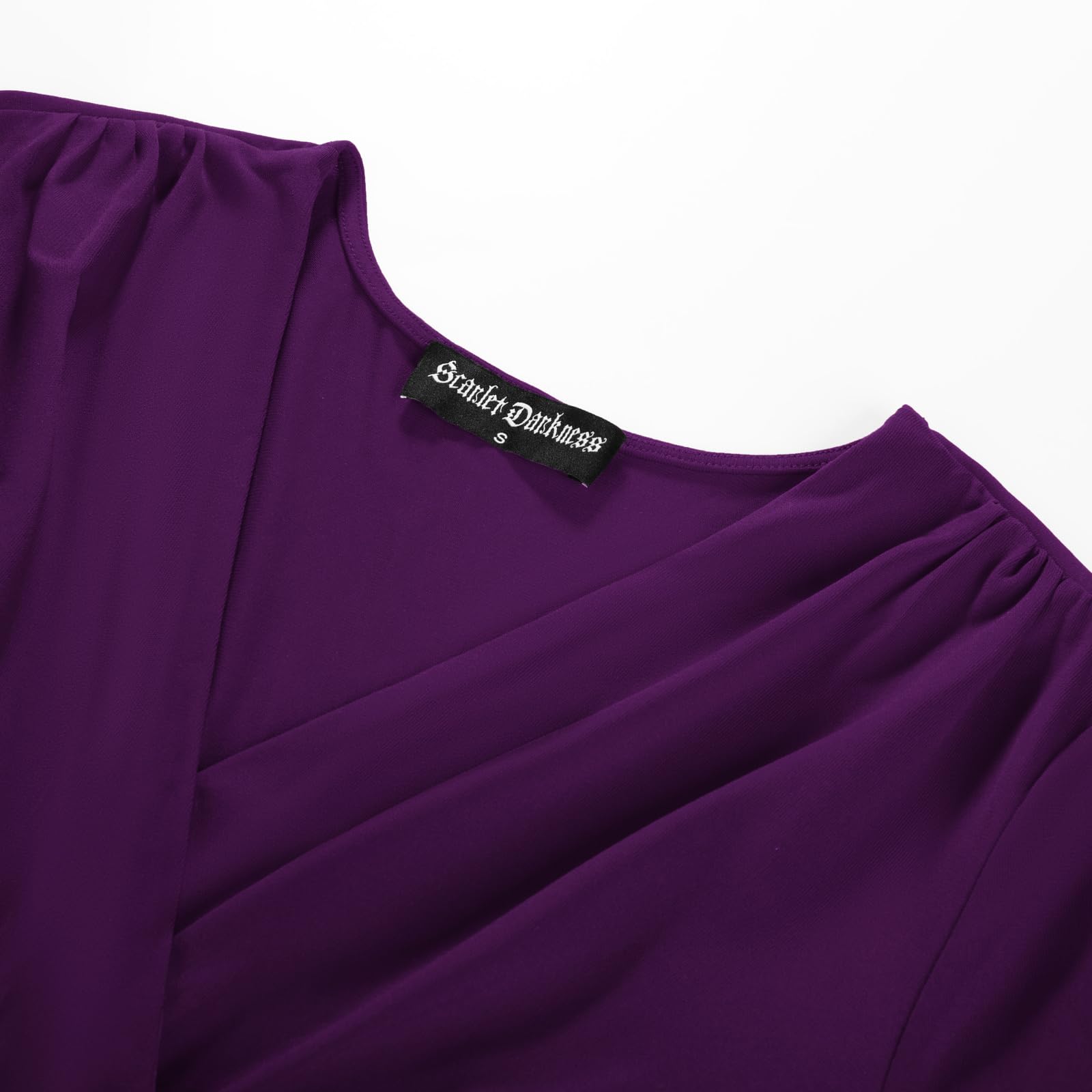 Scarlet Darkness Camicia rinascimentale da donna, con scollo a V, svasata