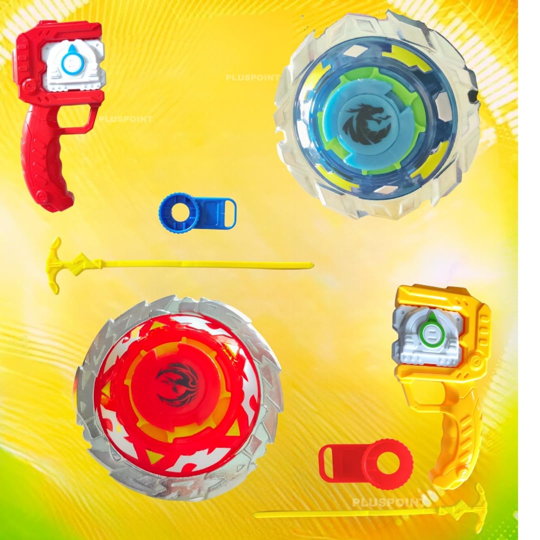 PLUSPOINT Battling Top Burst Launcher Grip Toy Blade Set Gyro Blades Battling Tops Metal Fusion Starter Set with Launcher Gift Toys for Boys Kids Children Age 6+ - Image 3 thumbnail
