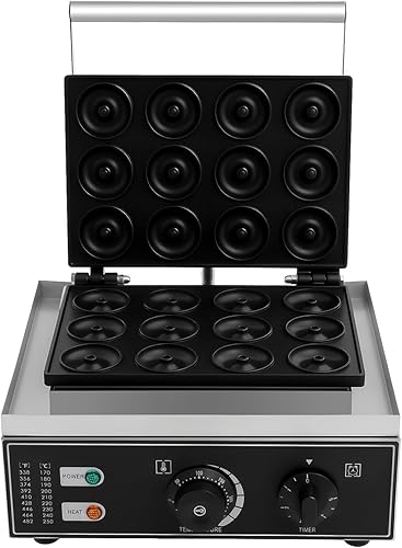 HinLIaDa Máquina eléctrica para hacer donas, máquina comercial de donas de gofres, 12 agujeros, antiadherente, eléctrica, mini máquina de donas,