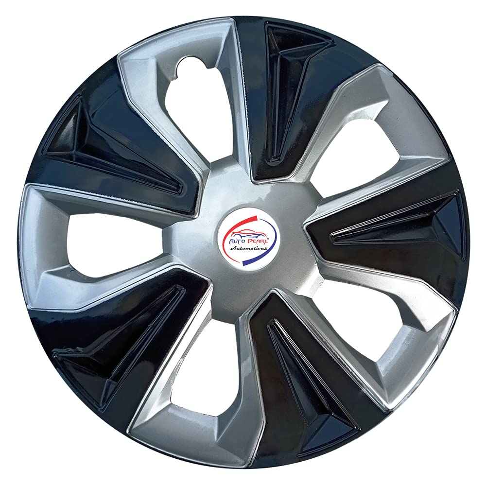 Auto Pearl - Premium 12" inch | Set of 4 Pcs | Press Type Hubcap Wheel Cover Replacements for OEM Steel Wheels ABS with Retention Ring | - for Alto 800 2016|(Color :- Black Silver) - Image 5 thumbnail