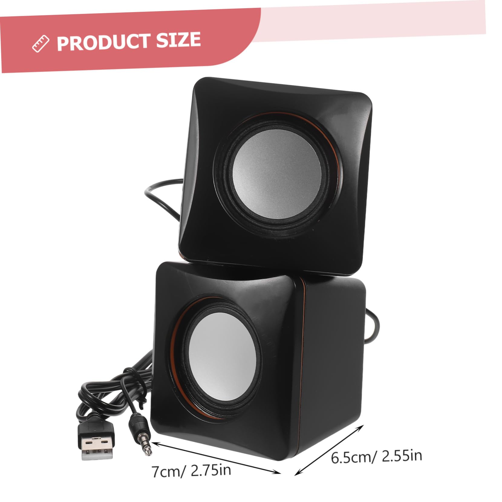 NUOBESTY 1 Pair Mini USB Speakers for Music Portable Desktop Speakers for Rich Sound Quality with Deep Bass Compact and Lightweight Audio for