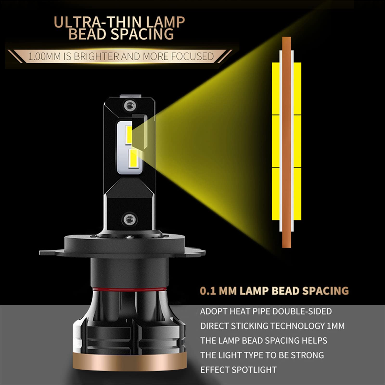 Bombillas LED, Kit De Reemplazo De Luz LED Plug And Play, 6000 K, Blanco Brillante, Reemplazo De Halógeno, Instalación Rápida, Paquete De 2,H4