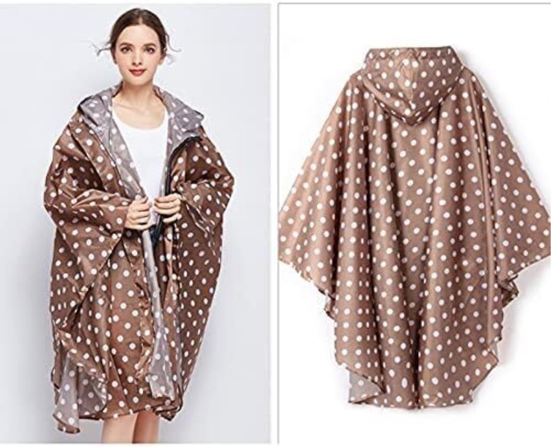 Chubasquero Chaqueta de Lluvia Impermeable Cubierta De Lluvia Impermeable Largo Impermeable Mujeres Turismo Al Aire Libre Senderismo Poncho Impermeable Poncho de Lluvia ( Color : Bruin , Size : XL )