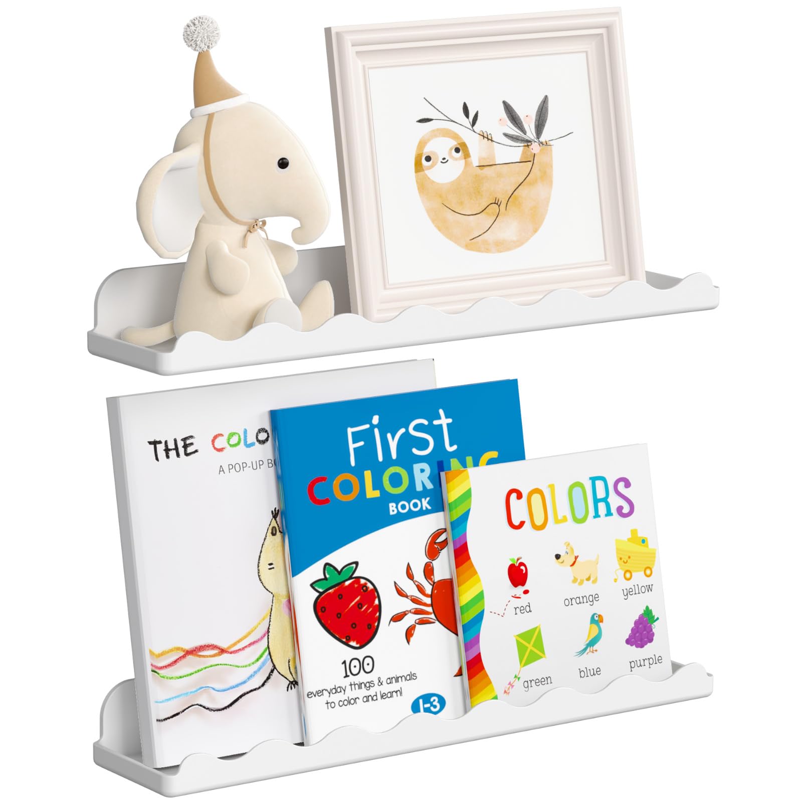 Lifewit Estantería Infantil 2 Blanco Paquetes, estantes flotantes de 15" (38 cm), para almacenar Libros y Juguetes en dormitorios o para decoración de salón