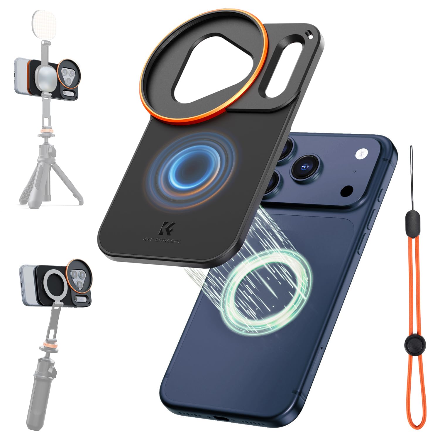 K&F CONCEPT Doppelseitiger magnetischer Filterclip, kompatibel mit iPhone 17 Pro Max und 58-mm-Gewindefiltern, Metall-Zubehör für Handykameras (Filter Nicht enthalten)
