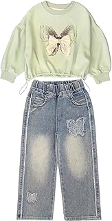 Sponsored You’re seeing this ad based on the product’s relevance to your search query.Learn more about this advertisement Peacolate 4J-10J Spring Autumn T-Shirt Sets Little & Big Girls' Pullover Long Sleeve T-Shirt and Embroidery Butterfly Jeans Clothing Set for Children