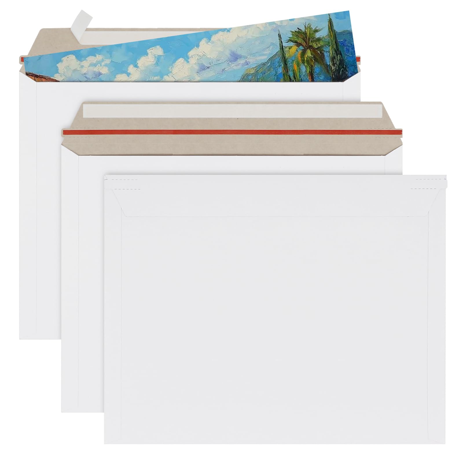 Photo 1 of zmybcpack 50 Pack 11x14 inch White Rigid Mailer, Self Seal Photo Document Mailers, Stay Flat White Cardboard Envelopes Photography Mailers for Papers,Photos, Document