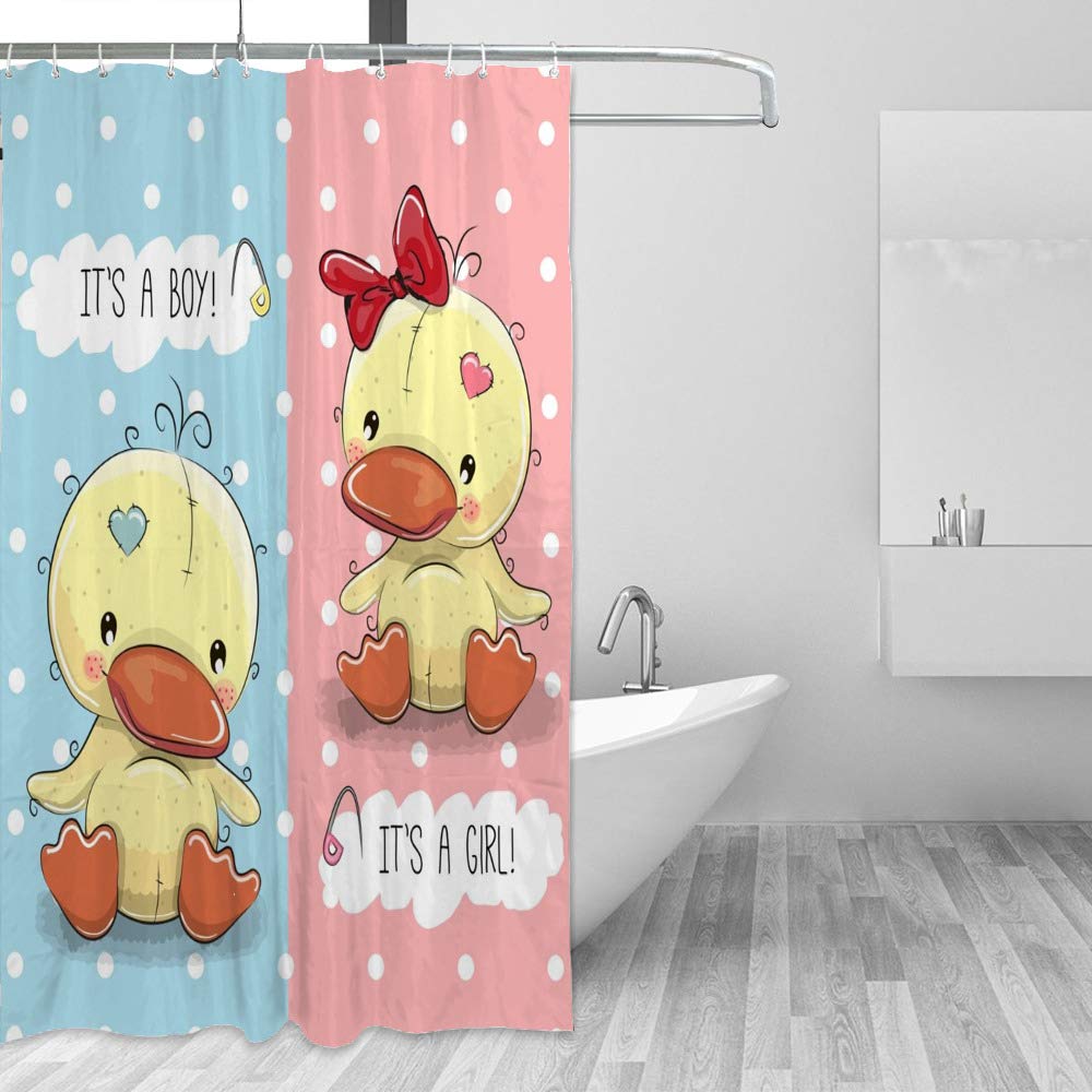 Rideau de douche imperméable en polyester anti-éclaboussures motif canards 66x72 inch