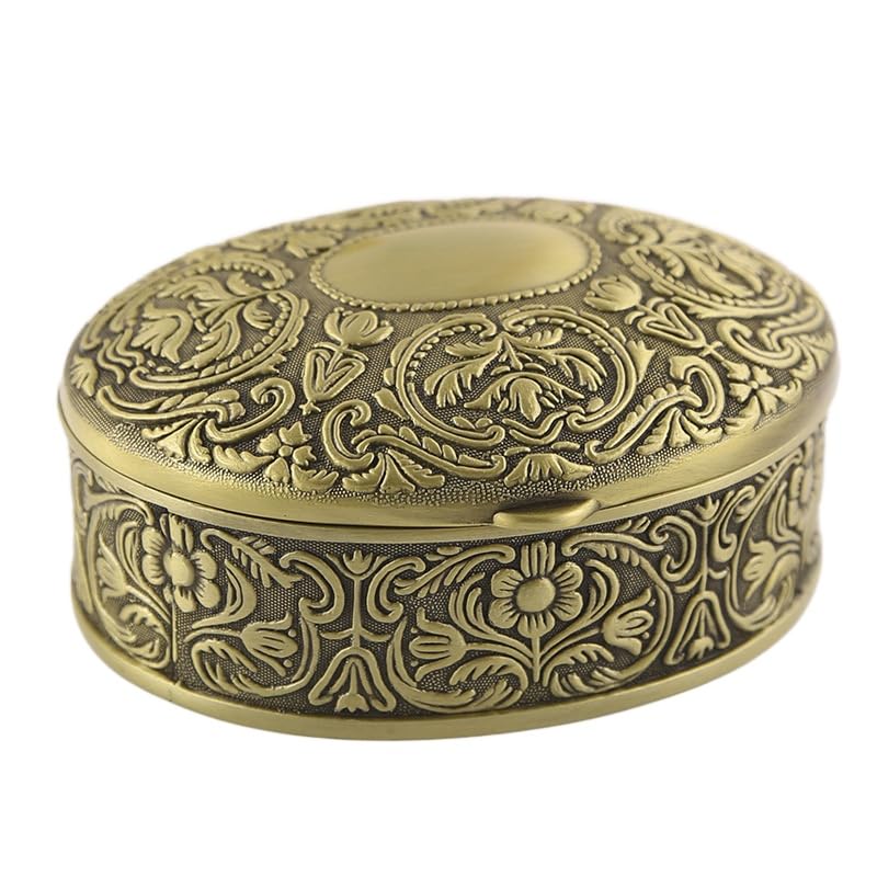 Caja de metal vintage de corte europeo, decoración antigua, para anillos, aretes, collares, organizador de almacenamiento, recuerdo creativo, cofre del tesoro, regalo ideal de boda y cumpleaños para
