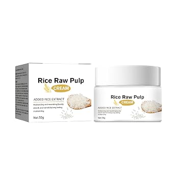 Rice Cream for Face,Rice Raw Pulp Face Cream for Moisturizing Skin,Lightweight & Non-Oily Skin Care for Dry, Sensitive & Dull Skin, Day &Night Use