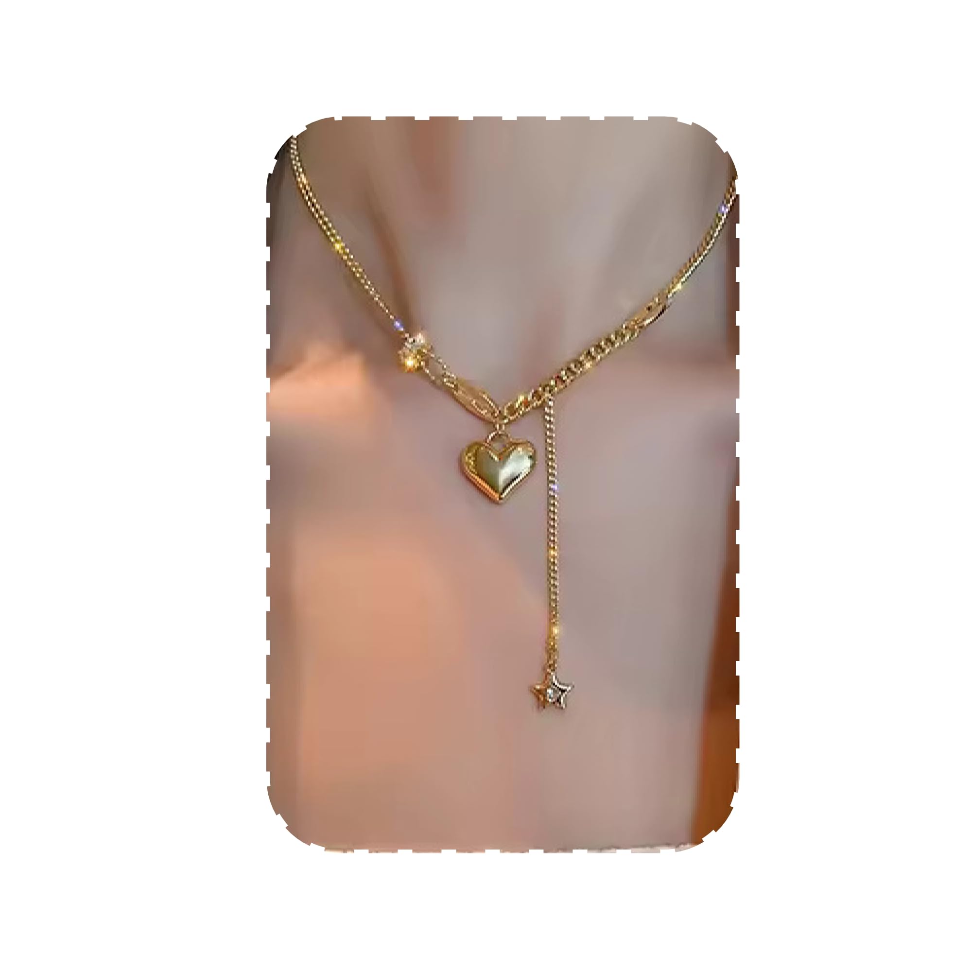 Necklace For Women Stainless Steel Heart Multi Layer Golden Chain Necklace For Women Girls Love Gifts Womens Jewellery-image-1