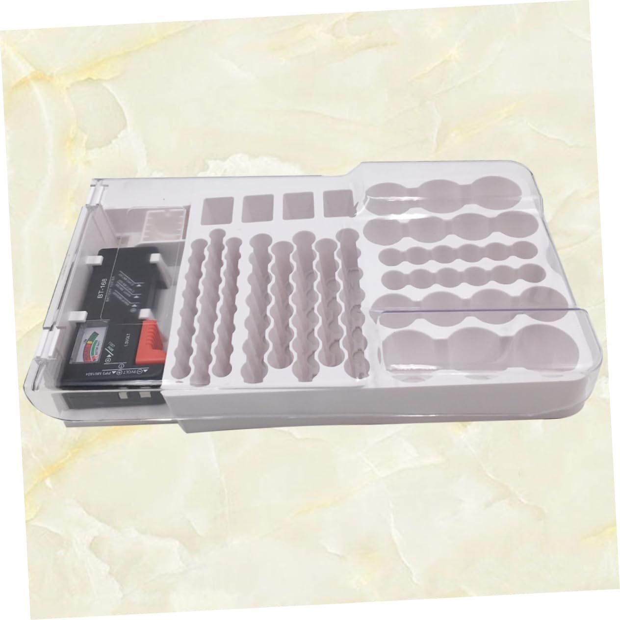 OSALADI 1pezzi Tester Per Batterie Custodia Di Immagazzinaggio Supporto Portatile Per Celle Di Batteria Organizzatore Di Immagazzinaggio Per Batterie Tester Incluso