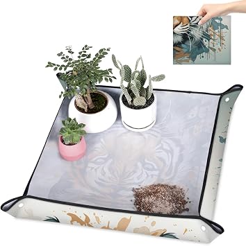 Repotting Mat for Indoor Plants Tiger Foldable Waterproof Succulent Potting Mat Gardening Mat Soil Change Mat for Plant Lovers,19.7 X 19.7 Inch