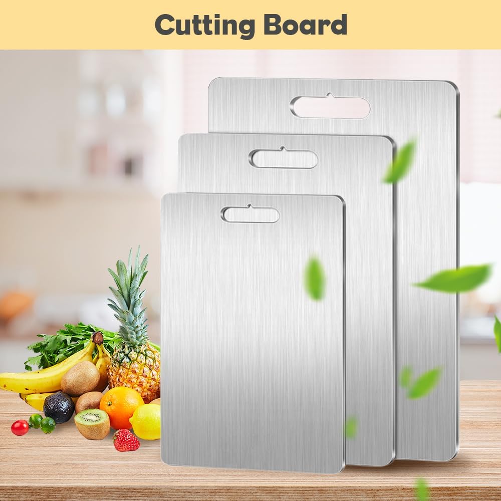 BCLYERBJ 2024 Nieuwe Titanium Snijplank, Titanium Snijplanken Voor Keuken, Upgrade Dubbelzijdige Food-Grade RVS Titanium Board Voor Vlees, Fruit, Groenten