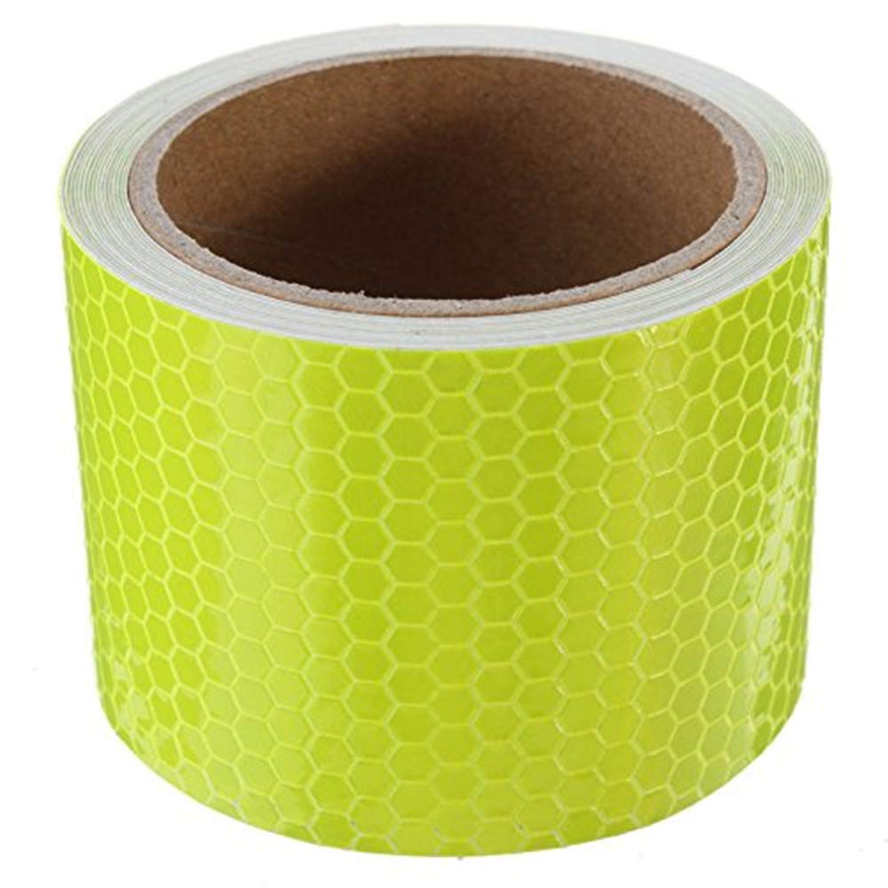 Reemky Yellow Reflective Warning Tape 5Cm*3M Strong Reflectivity High-Adhesive Bright Color Safety Reminder Tool For Road Transport Facilities Vehicles Ships Fairways Stage Channel(Yellow)