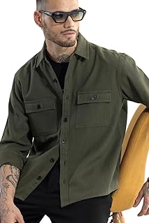 SNITCH Mens Shirt | Full Sleeve Overshirt with Spread Collar &amp; Button Cuffs | Cotton Fabric, Regular Fit, Casual Wear, Str...