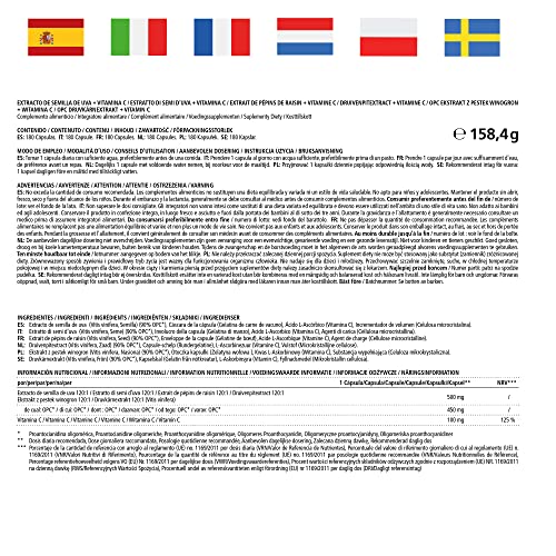 OPC Traubenkernextrakt Kapseln, zertifiziert, hochdosiert: 450 mg reines OPC, 180 Kapseln für 6 Monate, Natürliche Nahrungsergänzung ohne Zusätze, Made in Germany
