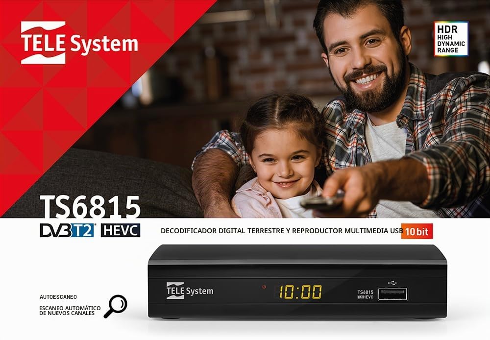 TELE System TS6815/02 Receptor Digital Terrestre DVB-T2 HD HEVC SCART, HDMI, con pantalla - Mejor Compra Altroconsumo