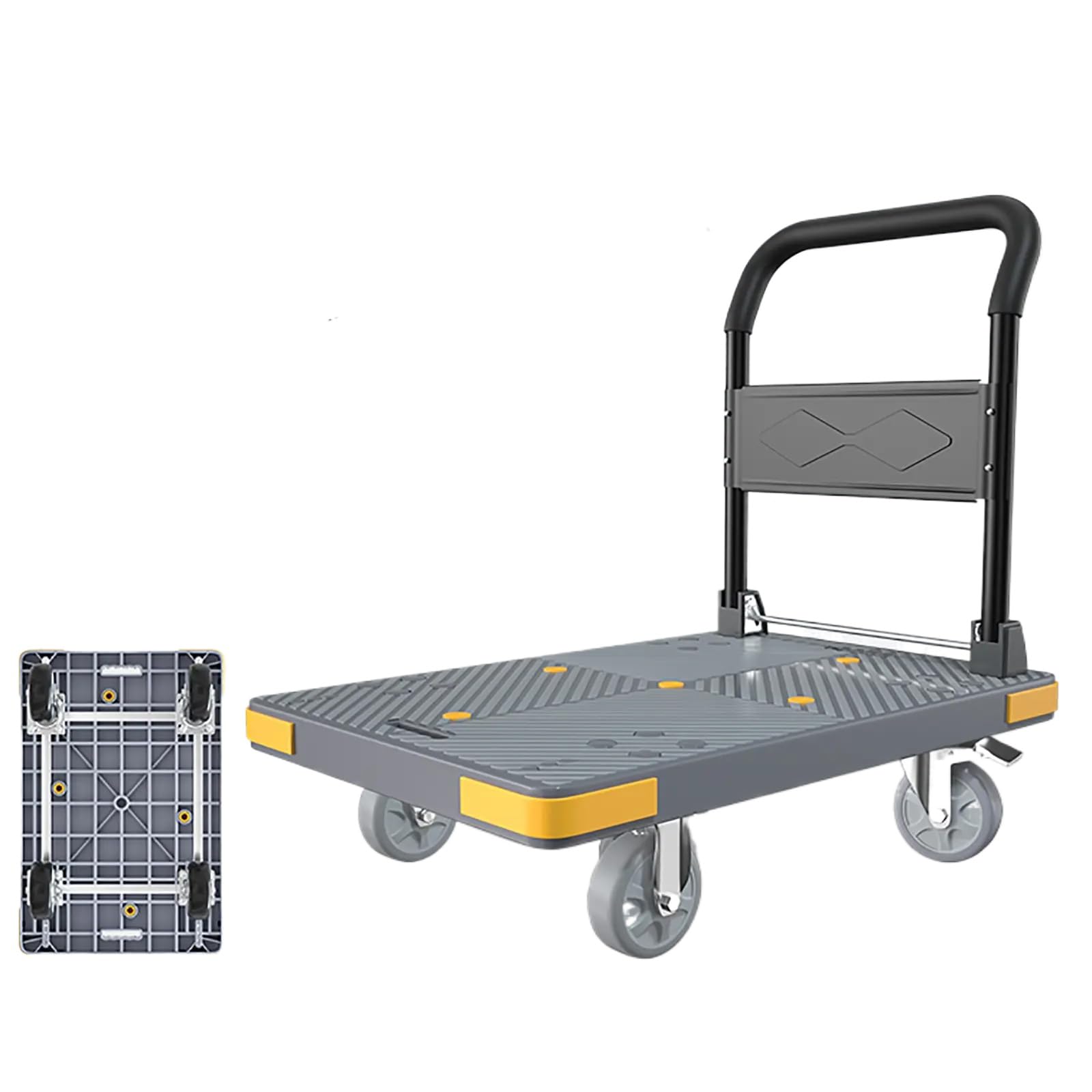 LKLNKVL Handcart, 400kg/880lbs Load Capacity, Save Space, Suitable for Schools, Hospitals, Warehouses, Supermarkets(Gray)
